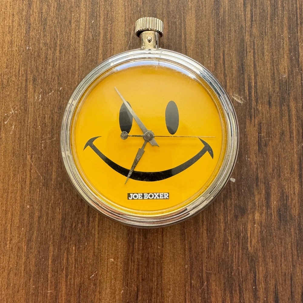 Vintage 1995 Joe Boxer Timex Smiley Face Quartz Pocket Watch NO CLIP 90s Y2K